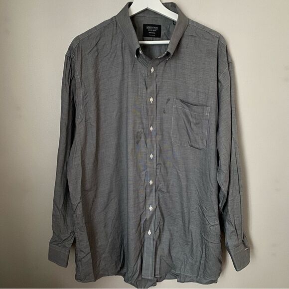 Nordstrom Dress Shirt Mens Shop Non-Iron Gray Traditional Fit Business casual - Picture 1 of 8